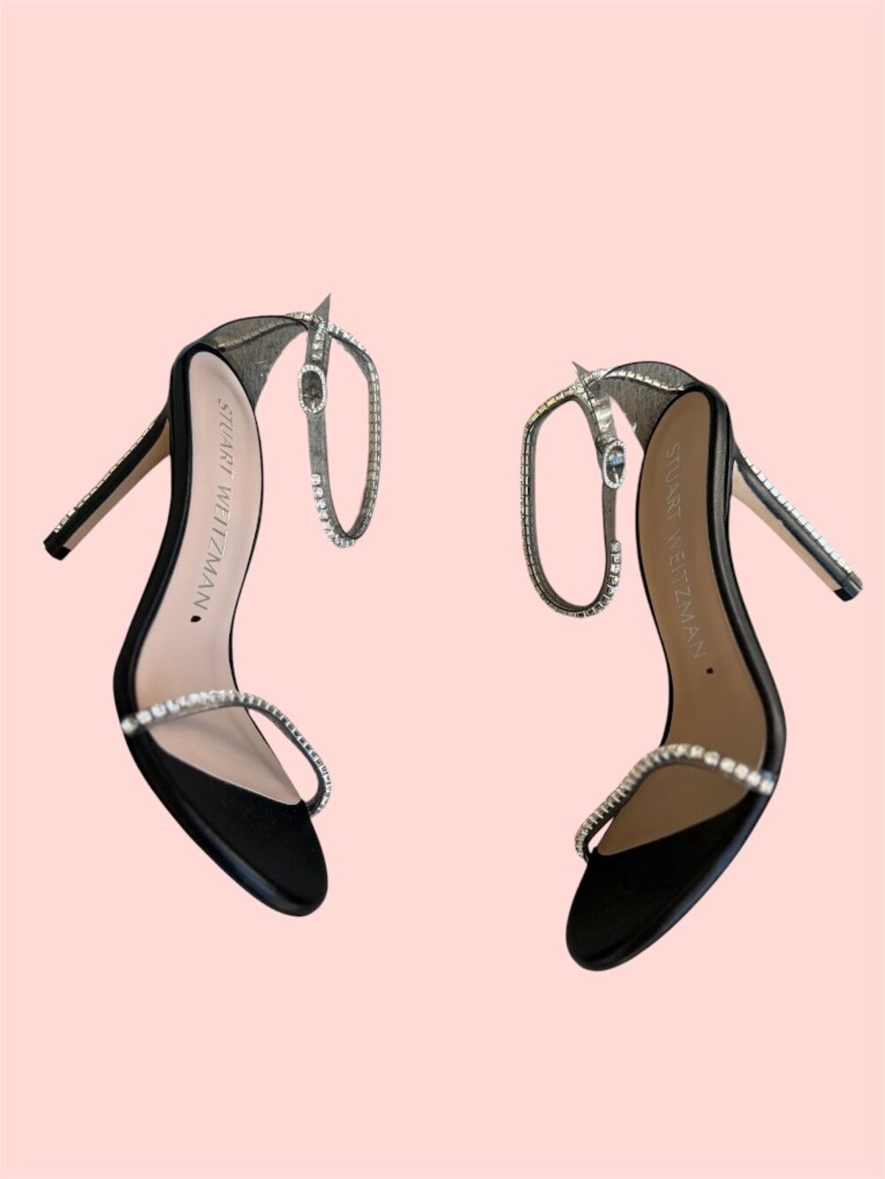 Stuart Weitzman Women's Black Nudist Glam Heels Sandal Shoes
